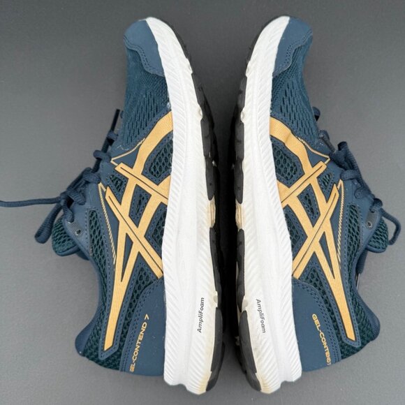 Asics Gel-Contend 7 Womens Running Shoes Breathable Lace-Up Size 8.5 Blue Gold - Picture 4 of 9